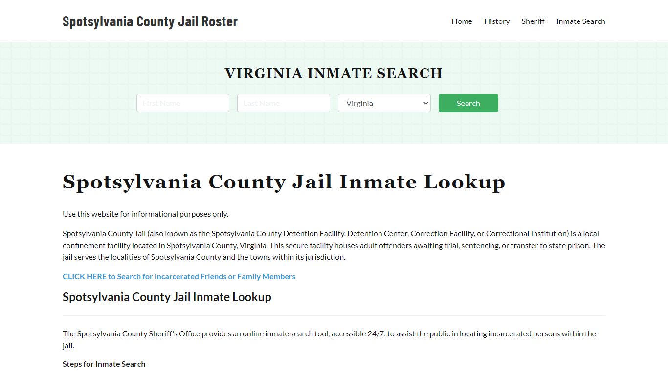 Spotsylvania County Jail Roster Lookup, VA, Inmate Search